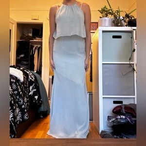 David's Bridal Soft Green Gown